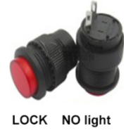 Interruptor de bot&atilde;o liga/desliga com travamento 16 mm 2 pinos vermelho R16-504A sem ilumina&ccedil;&atilde;o