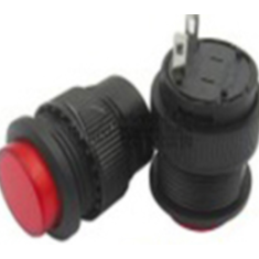 Bot&atilde;o de press&atilde;o para painel R16-504B 16 mm vermelho, 2 pinos, retorno autom&aacute;tico OFF-ON, sem ilumina&ccedil;&atilde;o