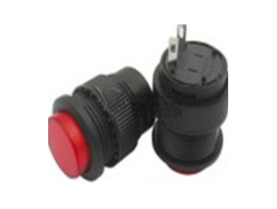 Bot&atilde;o de press&atilde;o para painel R16-504B 16 mm vermelho, 2 pinos, retorno autom&aacute;tico OFF-ON, sem ilumina&ccedil;&atilde;o - Imagem 1