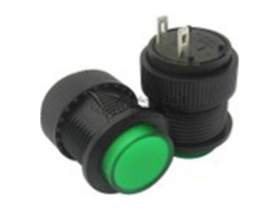 Bot&atilde;o pulsador OFF-ON R16-504B 16 mm 2 pinos, retorno autom&aacute;tico, verde sem ilumina&ccedil;&atilde;o - Imagem 1
