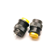 Bot&atilde;o de press&atilde;o para painel 16 mm R16-504B amarelo 2 pinos auto-retorno OFF-ON sem ilumina&ccedil;&atilde;o