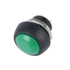 Bot&atilde;o de Press&atilde;o Mini Redondo PBS-33B 12 mm Verde 2 pinos &agrave; prova d'&aacute;gua Retorno Autom&aacute;tico para Painel