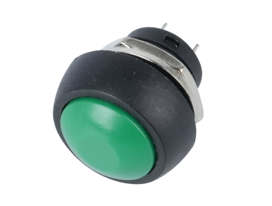 Bot&atilde;o de Press&atilde;o Mini Redondo PBS-33B 12 mm Verde 2 pinos &agrave; prova d'&aacute;gua Retorno Autom&aacute;tico para Painel - Imagem 1