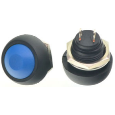 Bot&atilde;o de press&atilde;o redondo mini PBS-33B 12 mm 2 pinos azul &agrave; prova d'&aacute;gua com retorno autom&aacute;tico