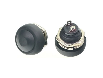 Bot&atilde;o Pulsador Redondo Mini PBS-33B 12 mm Preto 2 pinos Retorno Autom&aacute;tico &agrave; prova d'&aacute;gua - Imagem 1
