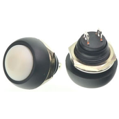 Bot&atilde;o de press&atilde;o mini redondo PBS-33B 12 mm 2 pinos branco &agrave; prova d'&aacute;gua com retorno autom&aacute;tico