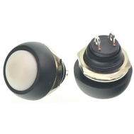 Bot&atilde;o de press&atilde;o mini redondo PBS-33B 12 mm 2 pinos branco &agrave; prova d'&aacute;gua com retorno autom&aacute;tico