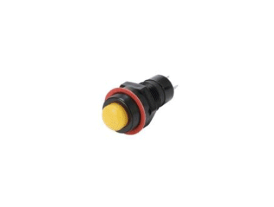 Interruptor de bot&atilde;o redondo amarelo DS-211 10 mm 2 pinos com travamento - Imagem 1