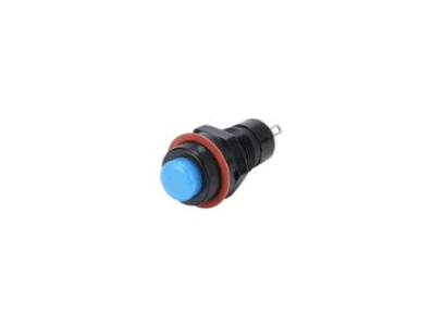 Interruptor de bot&atilde;o redondo DS-211 10 mm 2 pinos azul com travamento autom&aacute;tico - Imagem 1