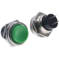 Bot&atilde;o interruptor redondo verde DS-212 16 mm 2 pinos moment&acirc;neo com retorno autom&aacute;tico OFF-ON para painel