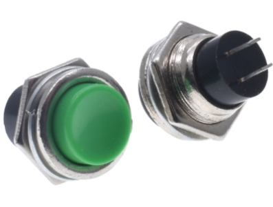 Bot&atilde;o interruptor redondo verde DS-212 16 mm 2 pinos moment&acirc;neo com retorno autom&aacute;tico OFF-ON para painel - Imagem 1