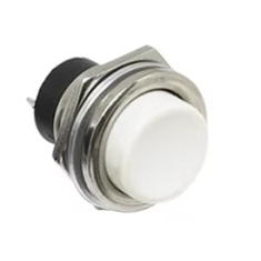 Interruptor de painel bot&atilde;o redondo branco DS-212 16 mm 2 pinos moment&acirc;neo com retorno autom&aacute;tico OFF-ON