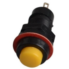 Bot&atilde;o redondo amarelo DS-213 10 mm 2 pinos moment&acirc;neo com retorno autom&aacute;tico