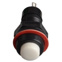 Bot&atilde;o redondo branco DS-213 10 mm 2 pinos, moment&acirc;neo com retorno autom&aacute;tico