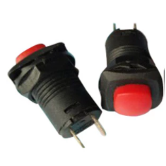 Bot&atilde;o pulsador auto-travante DS-426 12 mm vermelho
