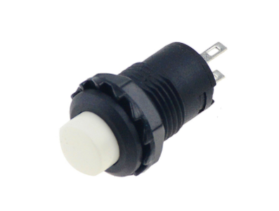Interruptor de Bot&atilde;o Branco DS-428 12 mm 2 pinos ON-OFF com trava - Imagem 1
