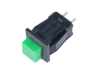 Bot&atilde;o pulsador quadrado verde DS-429A 10 mm 2 pinos com trava de bloqueio - Imagem 1
