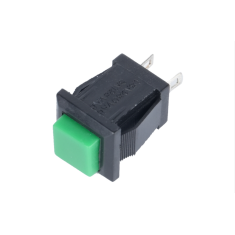 Bot&atilde;o de press&atilde;o quadrado verde DS-430 2 pinos ON-OFF, retorno autom&aacute;tico, NA (normalmente aberto)