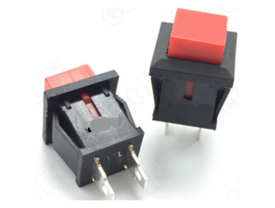 Bot&atilde;o de press&atilde;o quadrado vermelho DS-431 2 pinos OFF-ON retorno autom&aacute;tico NC (normalmente fechado, abre ao pressionar) - Imagem 1