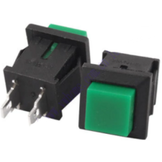 Interruptor bot&atilde;o quadrado verde DS-431 2 pinos OFF-ON auto-reset NC (pressione rompe contato)