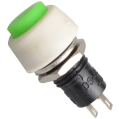 Bot&atilde;o interruptor verde DS-450 10 mm 2 pinos com trava e fun&ccedil;&atilde;o liga/desliga