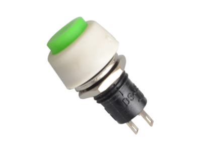 Bot&atilde;o interruptor verde DS-450 10 mm 2 pinos com trava e fun&ccedil;&atilde;o liga/desliga - Imagem 1