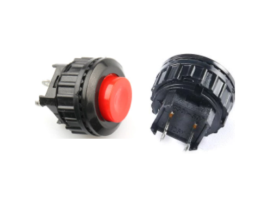 Bot&atilde;o pulsador vermelho DS-500 2 pinos rosca 14 mm moment&acirc;neo com retorno autom&aacute;tico - Imagem 1
