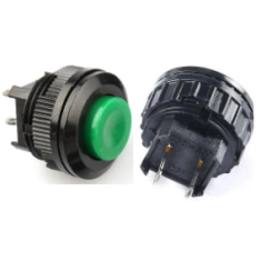 Bot&atilde;o pulsador verde DS-500 2 pinos rosca 14 mm moment&acirc;neo com retorno autom&aacute;tico