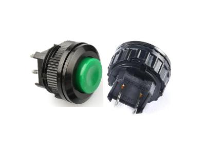 Bot&atilde;o pulsador verde DS-500 2 pinos rosca 14 mm moment&acirc;neo com retorno autom&aacute;tico - Imagem 1