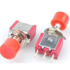 Bot&atilde;o de press&atilde;o mini DS-612 6 mm 3 pinos moment&acirc;neo com retorno autom&aacute;tico vermelho