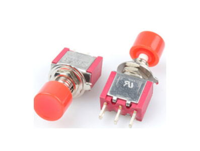 Bot&atilde;o de press&atilde;o mini DS-612 6 mm 3 pinos moment&acirc;neo com retorno autom&aacute;tico vermelho - Imagem 1
