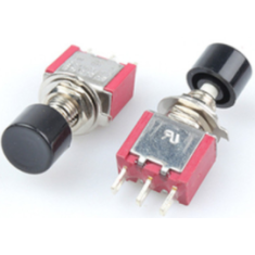Bot&atilde;o de press&atilde;o mini DS-612 preto 6 mm 3 pinos moment&acirc;neo com retorno autom&aacute;tico
