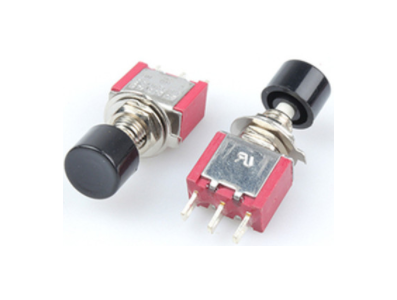 Bot&atilde;o de press&atilde;o mini DS-612 preto 6 mm 3 pinos moment&acirc;neo com retorno autom&aacute;tico - Imagem 1