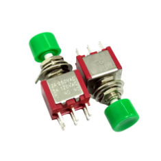 Bot&atilde;o pulsador para painel verde DS-622 6 mm 6 pinos com auto-rearme