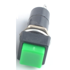 Bot&atilde;o quadrado de press&atilde;o verde PBS-12A 12 mm 2 pinos OFF-ON com travamento e retorno autom&aacute;tico