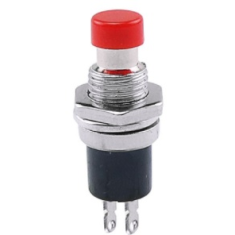 Bot&atilde;o pulsador PBS-110 vermelho 2 pinos rosca 7 mm moment&acirc;neo com retorno autom&aacute;tico NA (press on)