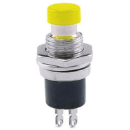 Bot&atilde;o interruptor moment&acirc;neo PBS-110, 2 pinos, rosca 7 mm, retorno autom&aacute;tico (Press-On NO), amarelo
