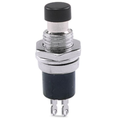 Bot&atilde;o pulsador PBS-110 preto 2 pinos rosca 7 mm moment&acirc;neo com retorno autom&aacute;tico (NA - pressionar)