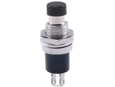Bot&atilde;o pulsador PBS-110 preto 2 pinos rosca 7 mm moment&acirc;neo com retorno autom&aacute;tico (NA - pressionar) - Imagem 1