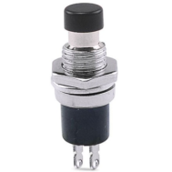 Bot&atilde;o pulsador PBS-110 preto 2 pinos rosca 7 mm moment&acirc;neo com retorno autom&aacute;tico (NA - pressionar)