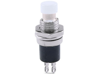 Bot&atilde;o de Press&atilde;o PBS-110 branco 2 pinos rosca 7 mm moment&acirc;neo com retorno autom&aacute;tico contato NA (normalmente aberto) - Imagem 1