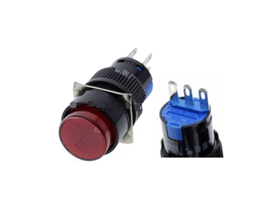 Bot&atilde;o Pulsador Redondo LA128A 220V 3 pinos Rosca 16 mm Retorno Autom&aacute;tico Vermelho - Imagem 1