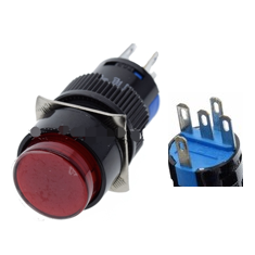 Interruptor de painel bot&atilde;o de press&atilde;o autoretornante LA128A 12V 5 pinos rosca 16 mm vermelho