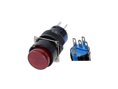 Bot&atilde;o pulsador redondo LA128A, rosca 16 mm, 5 pinos, 220 V, retorno autom&aacute;tico para painel - Imagem 1
