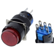 Bot&atilde;o interruptor redondo vermelho LA128A 16 mm rosca 6 pinos com travamento