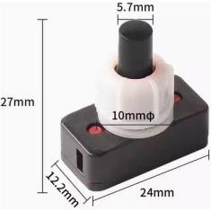 Interruptor bot&atilde;o de press&atilde;o PBS-17A 10 mm preto quadrado mini pl&aacute;stico liga/desliga com travamento