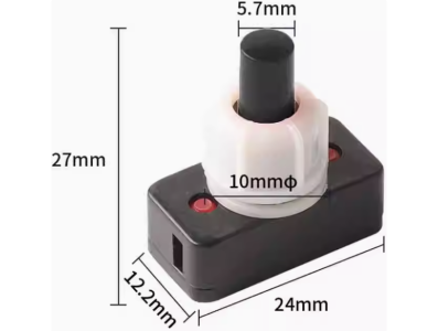 Interruptor bot&atilde;o de press&atilde;o PBS-17A 10 mm preto quadrado mini pl&aacute;stico liga/desliga com travamento - Imagem 1