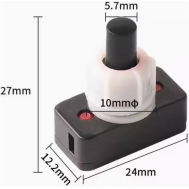 Interruptor bot&atilde;o de press&atilde;o PBS-17A 10 mm preto quadrado mini pl&aacute;stico liga/desliga com travamento
