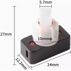 Interruptor de Bot&atilde;o PBS-17A 10 mm Branco ON/OFF Pl&aacute;stico Quadrado Mini com Travamento