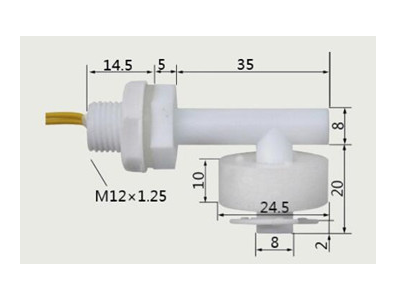 Chave de n&iacute;vel por boia pl&aacute;stica anticorrosiva PH2 50W 220V montagem lateral com cabo 370 mm - Imagem 1
